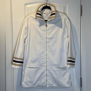 St. John Sport Full Zip Cotton Blend White Long Jacket size Medium